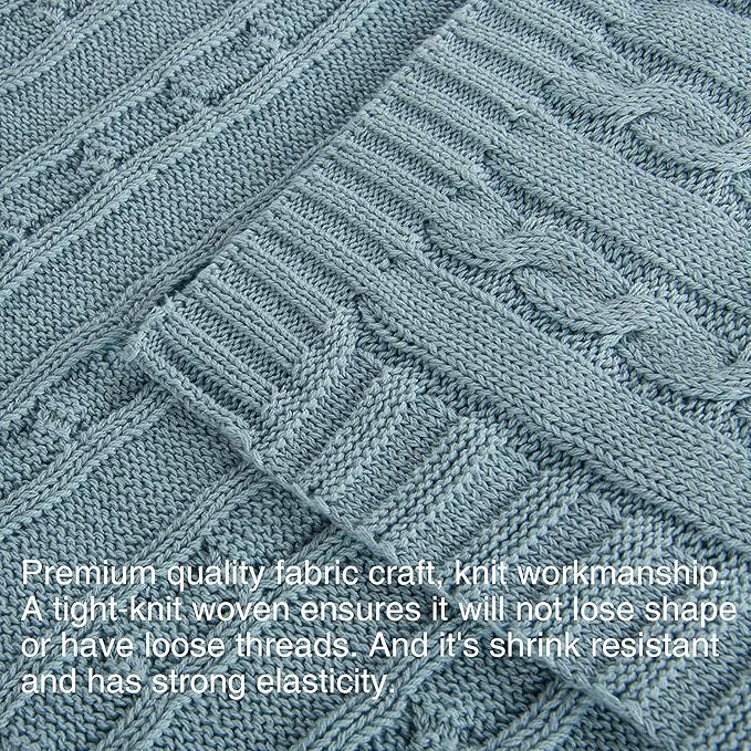 NTBAY 100% Pure Cotton Cable Knit Toddler Blanket, Super Soft Warm Breathable 30x40 Baby Blanket for Crib, Stroller, Nursery, Travel, Newborn, 30x40 Inches, Baby Blue