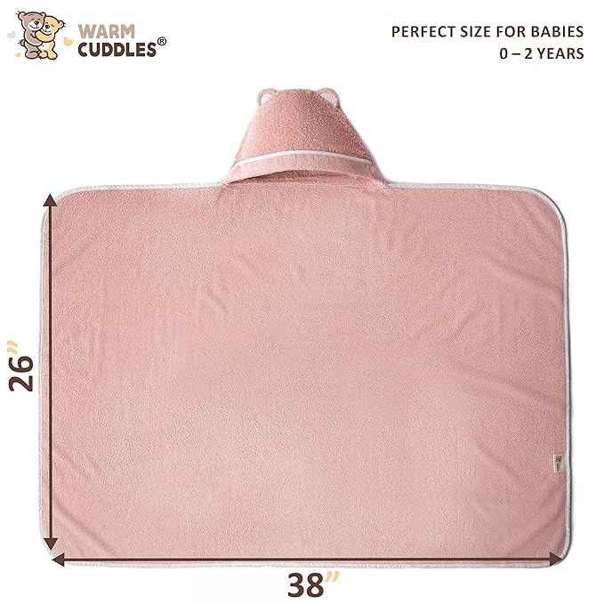 Premium Baby Bath Towel - Rayon Made from Bamboo Hooded Baby Towels - Newborn Baby Towel with Hood - Large Hooded Towel for Newborn Infant Boy Girl (Pink)
