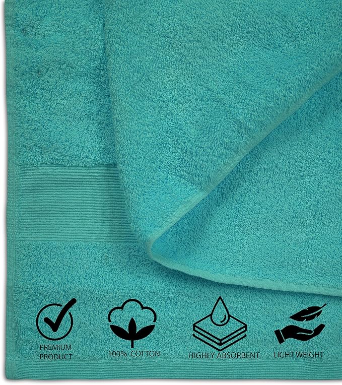 100% Cotton Luxury Bath Sheets - Pack of 2 (35" x 70") | Super Soft, Quick-Dry & Highly Absorbent Towels for Bathroom, Home, Spa & Gym (Turquoise)