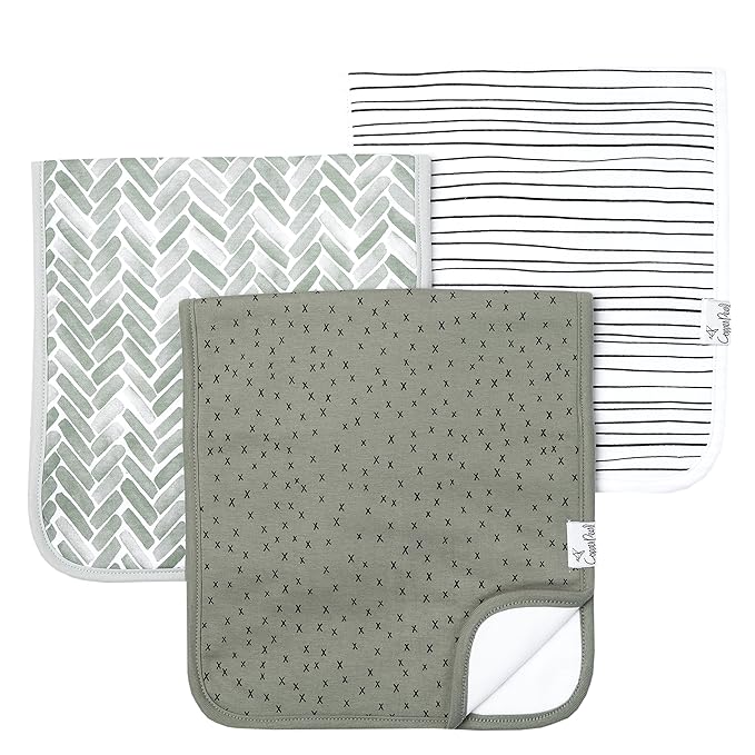 Copper Pearl Premium Baby Burp Cloths - 3-Pack Large Cotton Burp Cloths, Extra Soft Spit Up Rags with 3 Absorbent Layers, Perfect for Baby Boy and Baby Girl Gifts (21" x 10" Size, Alta Set)