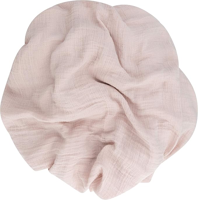 Ely's & Co. Cotton Muslin Swaddle Blanket 1-Pack for Baby Girl — 100% Cotton Muslin Extra-Large Swaddle Blankets (47” x 47”) Rosewater Pink