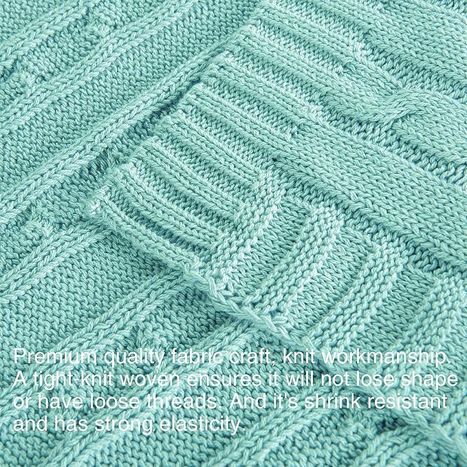 NTBAY 100% Pure Cotton Cable Knit Toddler Blanket, Super Soft Warm Breathable 30x40 Baby Blanket for Crib, Stroller, Nursery, Travel, Newborn, 30x40 Inches, Light Blue