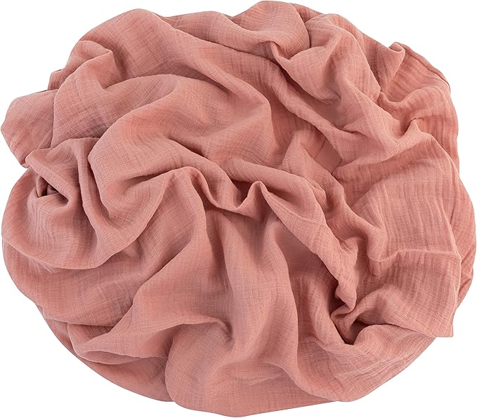 Ely's & Co. Cotton Muslin Swaddle Blanket 1-Pack for Baby Girl— 100% Cotton Muslin Extra-Large Swaddle Blankets (47” x 47”) Dusty Rose