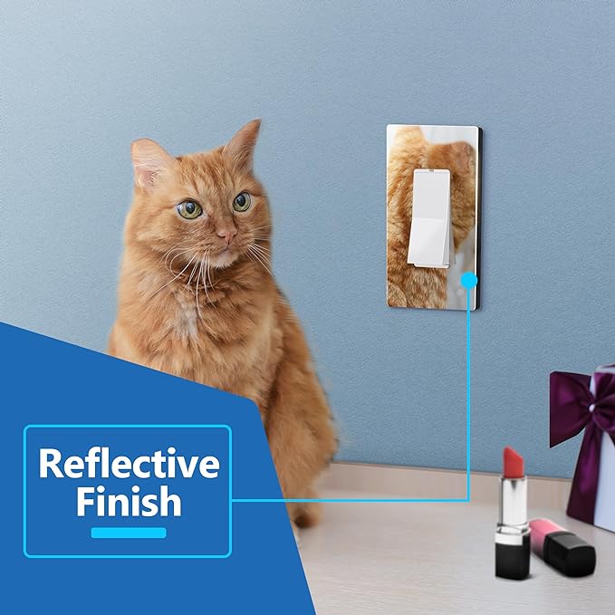 LIDER Decorator Wall Plate, Impact Resistant, Mirrored Acrylic, Plexiglass, Reflective Finish, Modern Upgrade, Screwless Light Switch/Outlet Cover, Mid-Size 1-Gang 4.88" x 3.11", Silver