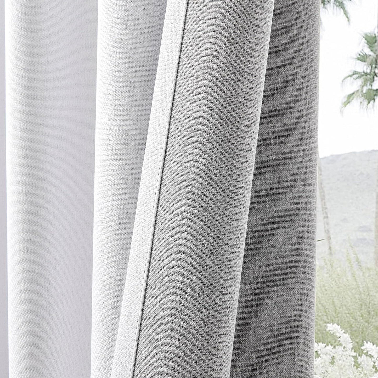 Joydeco Faux Linen Blackout Curtains for Bedroom,White Blackout Curtains 108 inches Long,100% Blackout Solid Thermal Insulated Window Drapes Luxury Decor for Living Room（W52xL108 Inch,White）