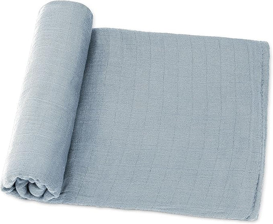 Comfy Cubs Muslin Swaddle Blankets Pack of 1 - 47 x 47 Inch Soft Cotton Baby Blanket Set, Large Multipurpose Wraps for Newborns - Self-Soothing Swaddles for Newborns - Pacific Blue